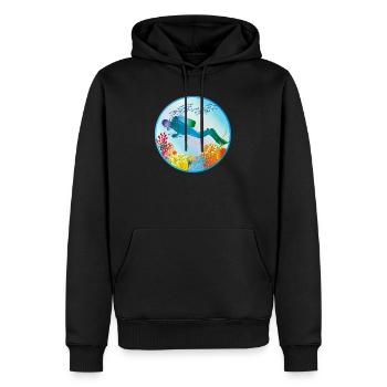 Taucher im bunten Korallenriff - Männer Premium Bio Hoodie - Schwarz - Vorne - Nico (187cm)