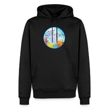 Schwarm bunter Fische im Korallenriff - Männer Premium Bio Hoodie - Schwarz - Vorne - Nico (187cm)