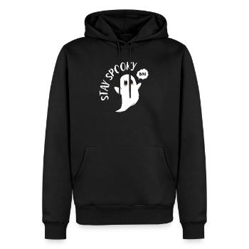 Petit fantôme hanté dessin animé - Sweat à capuche Premium bio Homme - noir - Devant - Nico (187cm)
