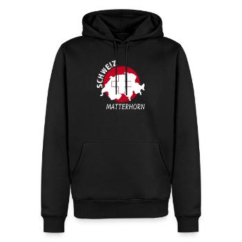 Matterhorn - Männer Premium Bio Hoodie - Schwarz - Vorne - Nico (187cm)