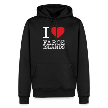 j’adore Îles Féroé - Sweat à capuche Premium bio Homme - noir - Devant - Nico (187cm)