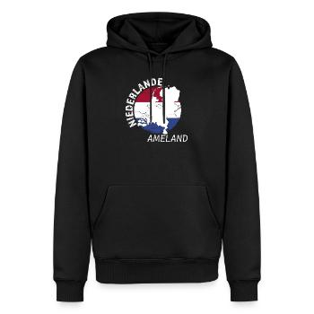 Ameland - Männer Premium Bio Hoodie - Schwarz - Vorne - Nico (187cm)
