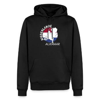 Alkmaar - Männer Premium Bio Hoodie - Schwarz - Vorne - Nico (187cm)