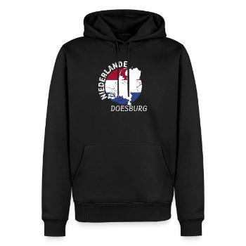 Doesburg - Männer Premium Bio Hoodie - Schwarz - Vorne - Nico (187cm)