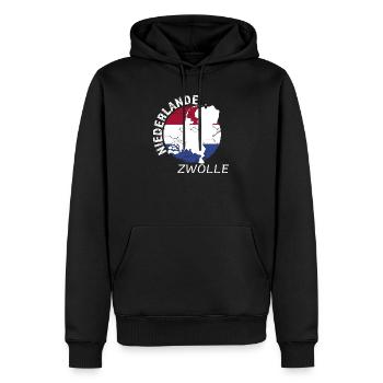 Zwolle - Männer Premium Bio Hoodie - Schwarz - Vorne - Nico (187cm)