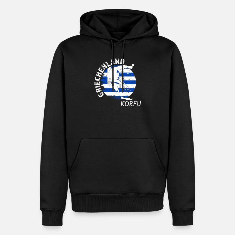 Corfou - Sweat à capuche Premium bio Homme - noir