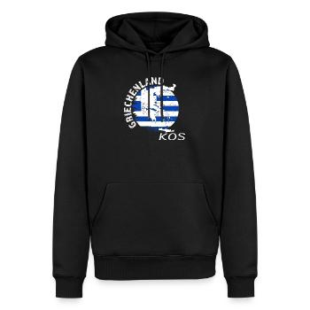 Kos - Männer Premium Bio Hoodie - Schwarz - Vorne - Nico (187cm)