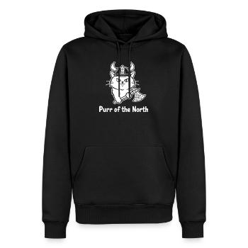 Chat viking avec hache - Sweat à capuche Premium bio Homme - noir - Devant - Nico (187cm)
