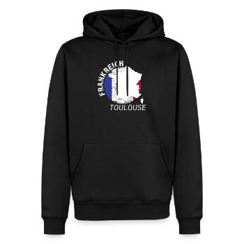 Toulouse - Männer Premium Bio Hoodie - Schwarz - Vorne - Nico (187cm)