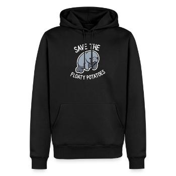 Cute Manatee Save the Floaty Potatoes  - Men’s Premium Organic Hoodie - black - Front - Nico (187cm)