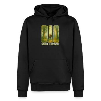 Wandernde Bisons im Wald - Männer Premium Bio Hoodie - Schwarz - Vorne - Nico (187cm)