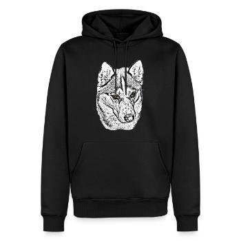 Wolfskopf Husky Linienzeichnung braune Augen - Männer Premium Bio Hoodie - Schwarz - Vorne - Nico (187cm)