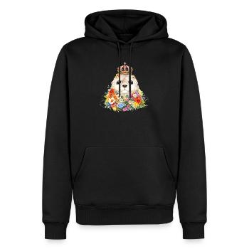 Sceau royal avec couronne - Sweat à capuche Premium bio Homme - noir - Devant - Nico (187cm)