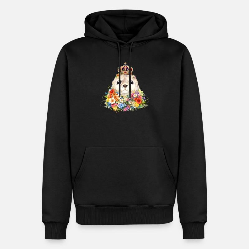 Königliche Robbe mit Krone  - Männer Premium Bio Hoodie - Schwarz