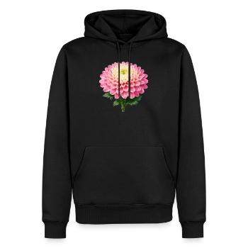 Fleur de chrysanthème rose - Sweat à capuche Premium bio Homme - noir - Devant - Nico (187cm)