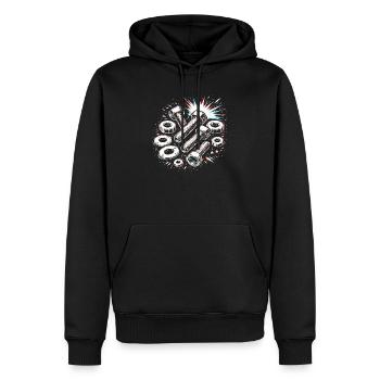 Bolts Nuts Mechanic Tool Design - Men’s Premium Organic Hoodie - black - Front - Nico (187cm)