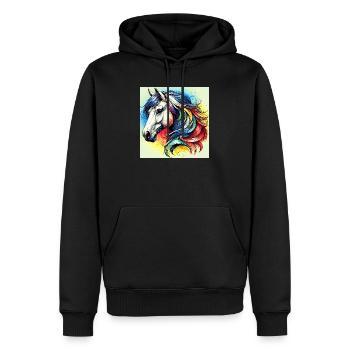 cheval - Sweat à capuche Premium bio Homme - noir - Devant - Nico (187cm)