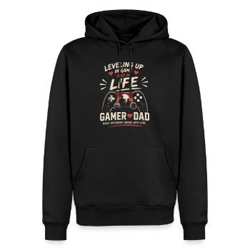 Papa Gamer : Level Up dans le Jeu et la Vie - Sweat à capuche Premium bio Homme - noir - Devant - Nico (187cm)