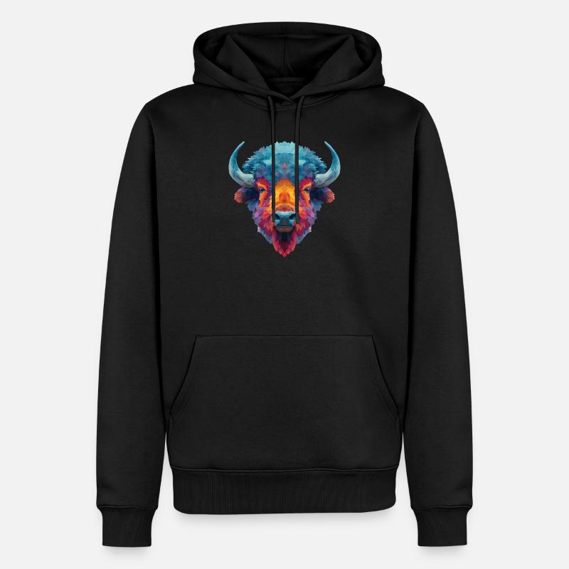 Bison - Sweat à capuche Premium bio Homme - noir