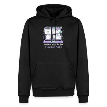 211 Tabs offen — einer spielt Musik - Männer Premium Bio Hoodie - Schwarz - Vorne - Nico (187cm)
