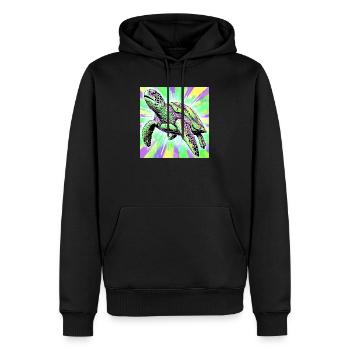 tortue - Sweat à capuche Premium bio Homme - noir - Devant - Nico (187cm)