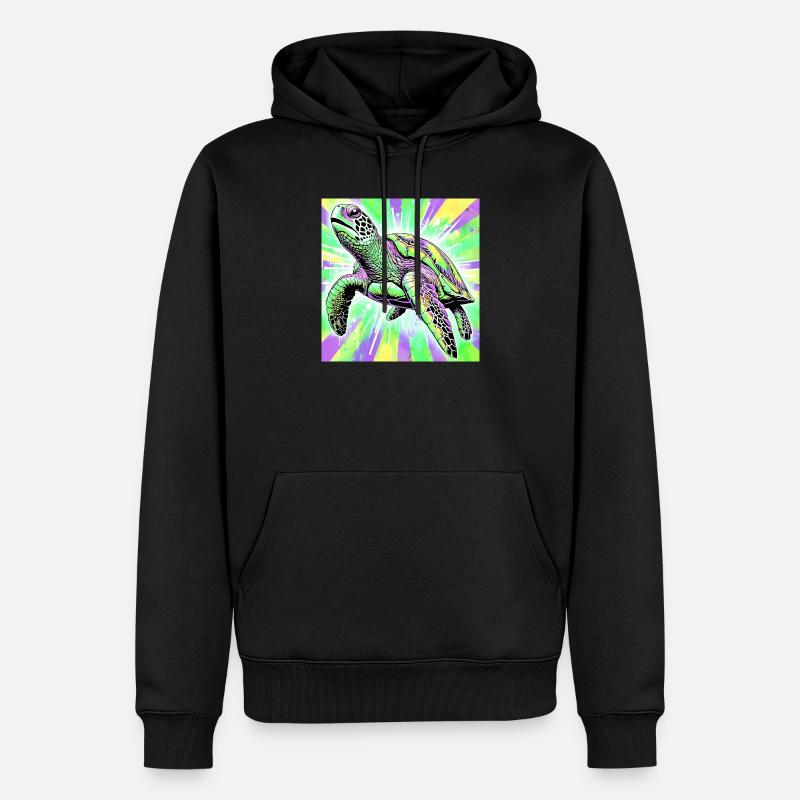 tortue - Sweat à capuche Premium bio Homme - noir