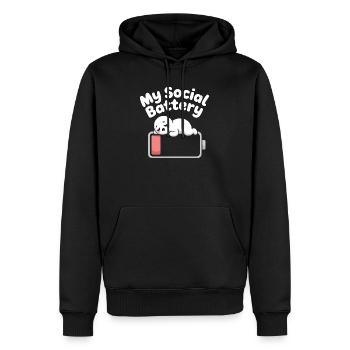 Social Battery Introvertiert Leere Batterie Akku - Männer Premium Bio Hoodie - Schwarz - Vorne - Nico (187cm)