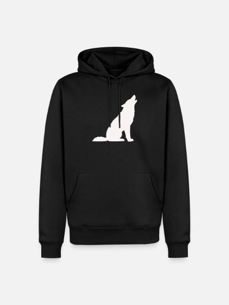 wolf- - Männer Premium Bio Hoodie - Schwarz