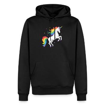 Licorne arc-en-ciel géométrique - Sweat à capuche Premium bio Homme - noir - Devant - Nico (187cm)