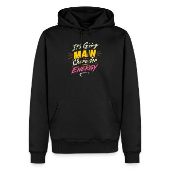 Cela donne de l’énergie au personnage principal – Assumez-le - Sweat à capuche Premium bio Homme - noir - Devant - Nico (187cm)