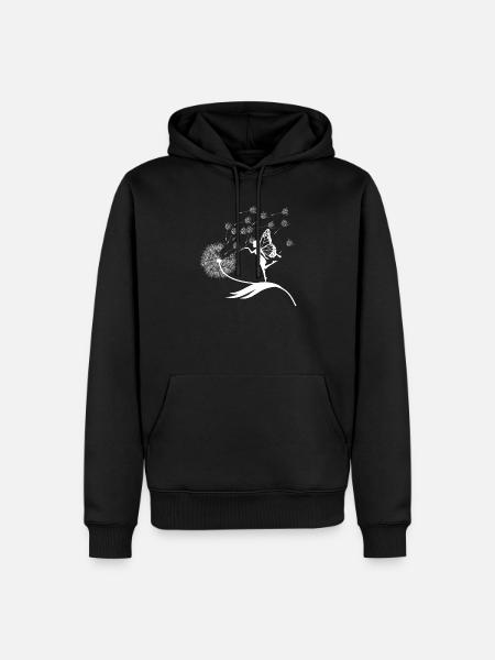 Schmetterlingdesign Pusteblumen Wiese Herzen Feen - Männer Premium Bio Hoodie - Schwarz
