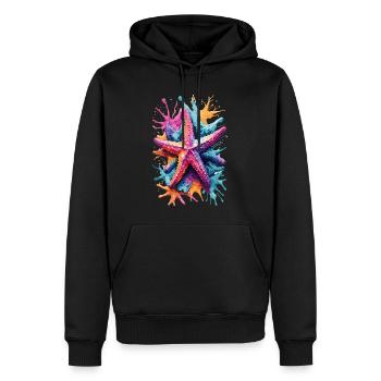 Seesterne im Meer, Aquarelle, See, Wasser - Männer Premium Bio Hoodie - Schwarz - Vorne - Nico (187cm)