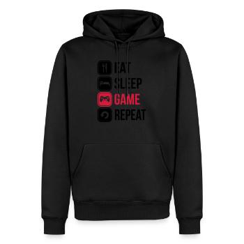 Gamer vie 1 - Sweat à capuche Premium bio Homme - noir - Devant - Nico (187cm)