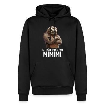 Faultier Sloth Wildnis Ich höre immer nur Mimimi - Männer Premium Bio Hoodie - Schwarz - Vorne - Nico (187cm)