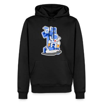 Astronaute 1er anniversaire numéro 1 - 1 ans - Sweat à capuche Premium bio Homme - noir - Devant - Nico (187cm)