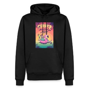 Saufen Party Urlaub Reise Strand Meer Ozean Sonne - Männer Premium Bio Hoodie - Schwarz - Vorne - Nico (187cm)