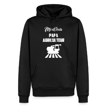 Meilleur papa agriculteur - Sweat à capuche Premium bio Homme - noir - Devant - Nico (187cm)