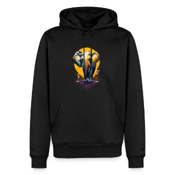 Éléphant - Sweat à capuche Premium bio Homme - noir - Devant - Nico (187cm)