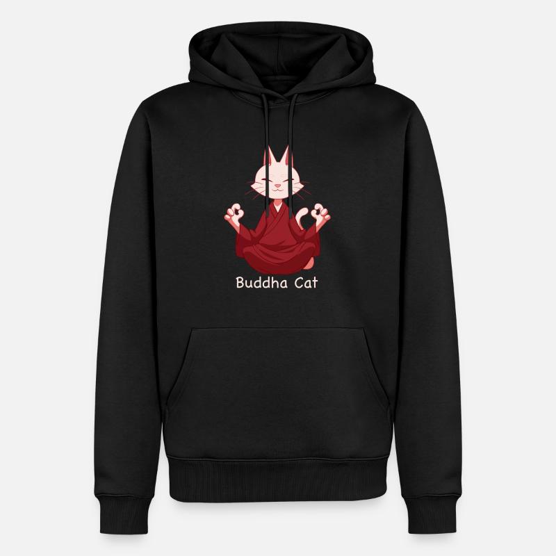 buddha cat - Sweat à capuche Premium bio Homme - noir