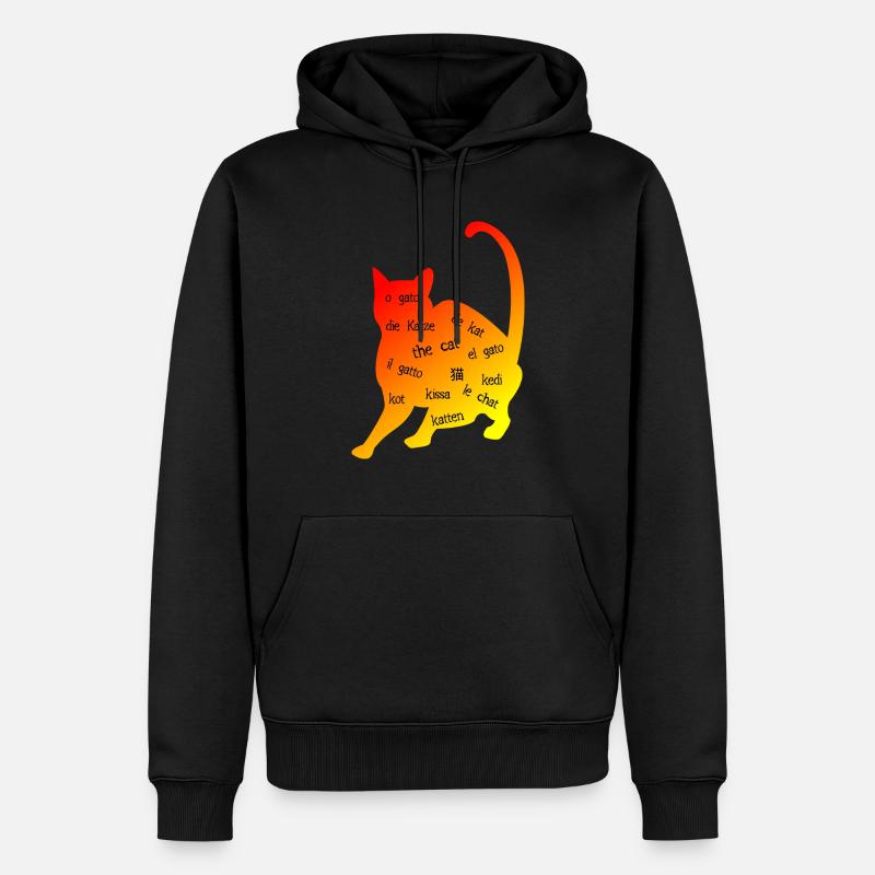 Multilingue 'Cat' - Design créatif - Sweat à capuche Premium bio Homme - noir