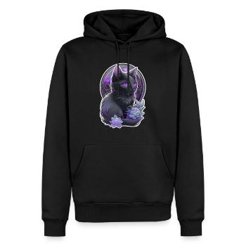 chat noir - felin chaton - Sweat à capuche Premium bio Homme - noir - Devant - Nico (187cm)