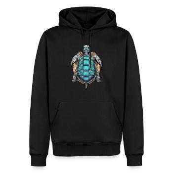 Psychedelische Schildkröte - Männer Premium Bio Hoodie - Schwarz - Vorne - Nico (187cm)
