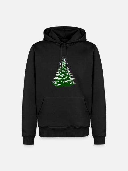 O Tannenbaum Schnee bedeckte Tanne Fichte xmas - Männer Premium Bio Hoodie - Schwarz