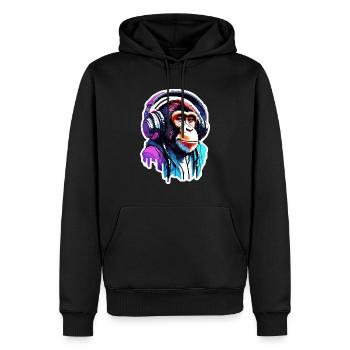 Casque / Audio / Musique / Animal / Singe / Cool - Sweat à capuche Premium bio Homme - noir - Devant - Nico (187cm)