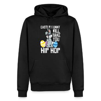Der Osterhase bringt dich zum Hip Hop - Männer Premium Bio Hoodie - Schwarz - Vorne - Nico (187cm)