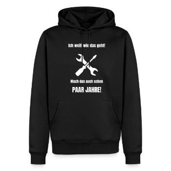 Mechaniker Arbeiten Spruch - Männer Premium Bio Hoodie - Schwarz - Vorne - Nico (187cm)