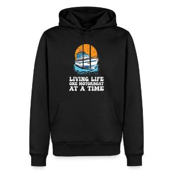 Boating Pontoon Captain Living Life One Motorboat - Männer Premium Bio Hoodie - Schwarz - Vorne - Nico (187cm)