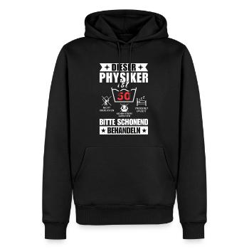 Dieser Physiker ist 50. Schonend behandeln - Männer Premium Bio Hoodie - Schwarz - Vorne - Nico (187cm)