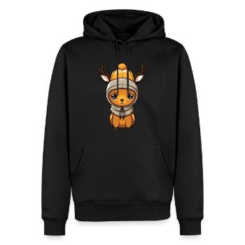 Reh Niedlich Comic Winter - Männer Premium Bio Hoodie - Schwarz - Vorne - Nico (187cm)