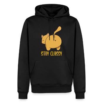 Stay Classy Katzenmama - Männer Premium Bio Hoodie - Schwarz - Vorne - Nico (187cm)